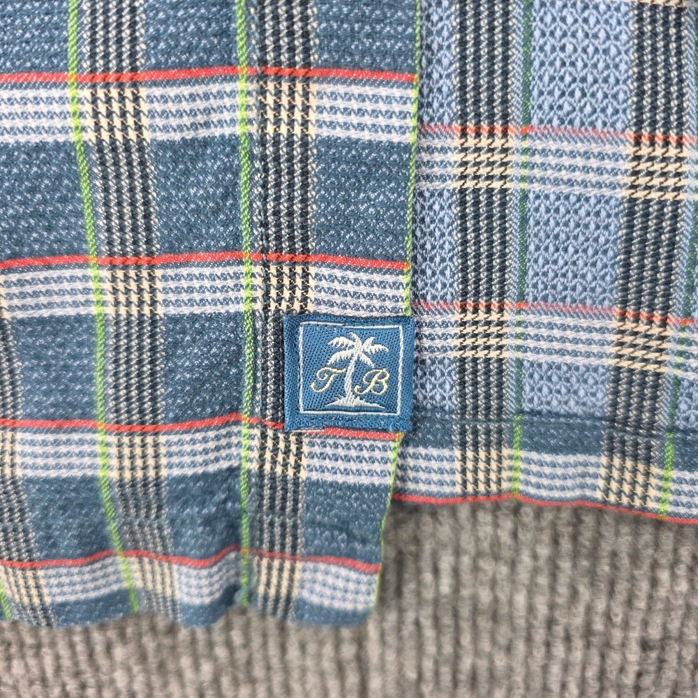 Tommy Bahama Mens XL Blue Plaid 100% Silk Short Sleeve Button Down Shirt - Picture 6 of 6